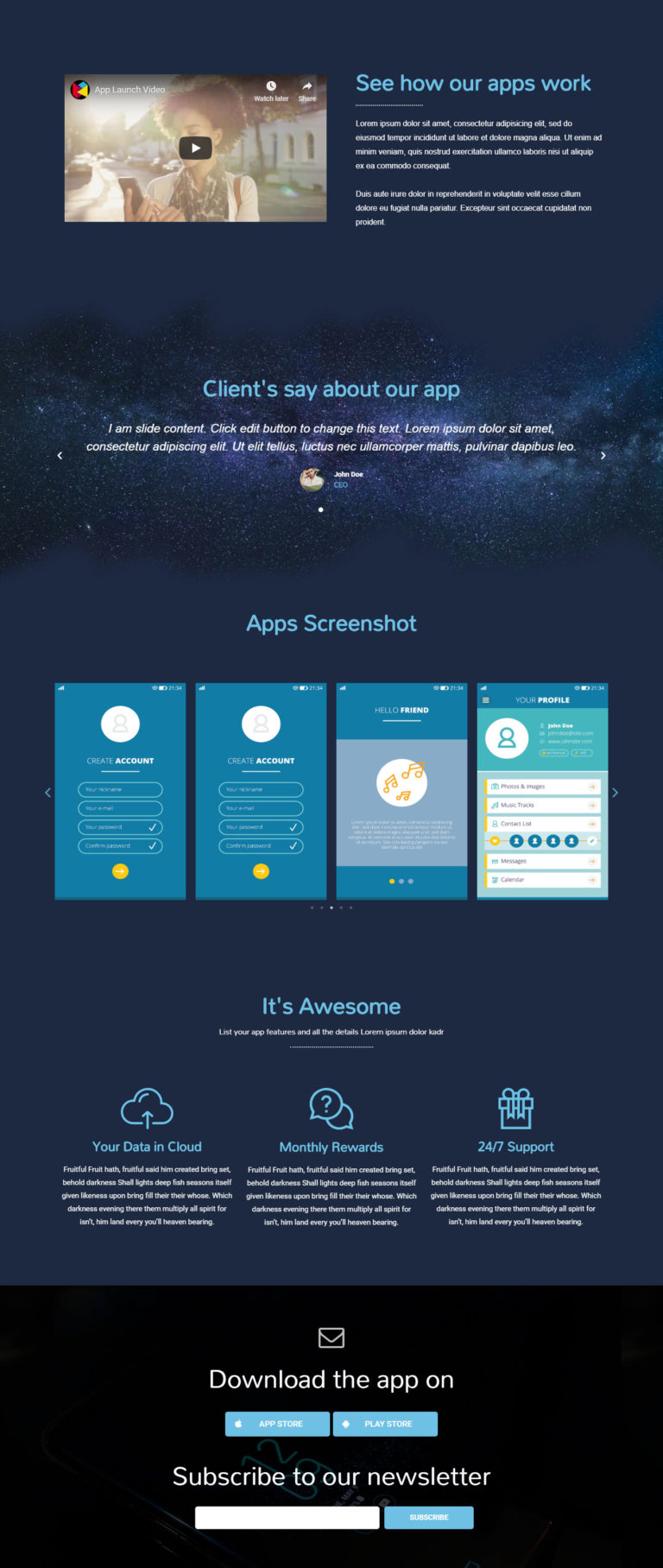 Landing Page for App